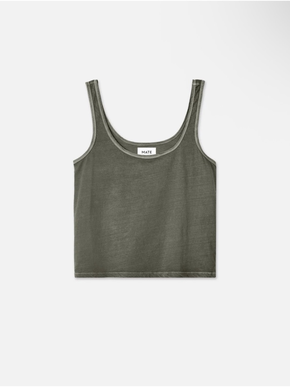 Scoop Neck Olive Women’s Tank Top-Organic Cotton Layering Tank- color Sag green - Picture 2 of 7